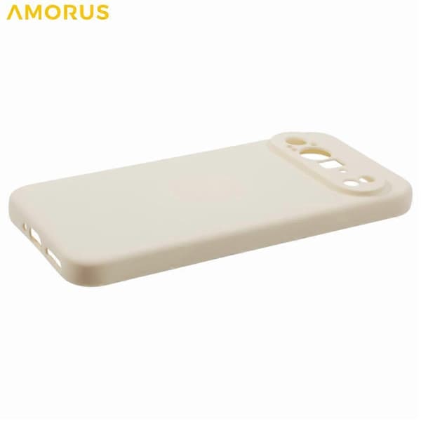 AMORUS Kompatibelt Skal för Google Pixel 9 Pro XL Exakta Utskärningar TPU Fiberfoder Stöttåligt Telefonskal (Vit)