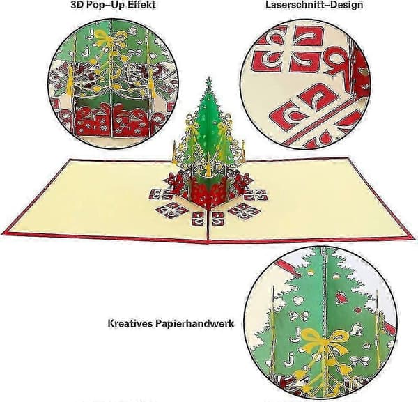 Jule 3D-julekort, pop-up-julekort, julehilsenskort med konvolutter, gave til jul, julegavekort