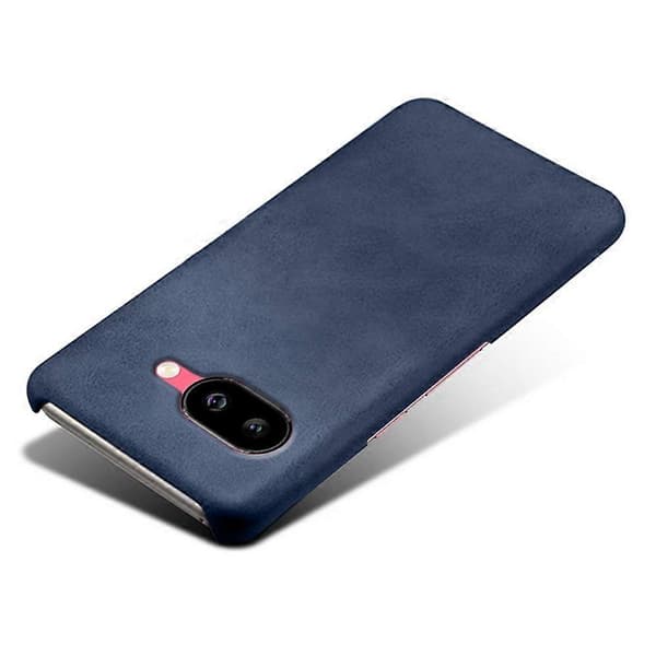 För Google Pixel 9a Skal Kalvtextur PU Läder Hårt PC Skyddande Telefonskal (Blå)