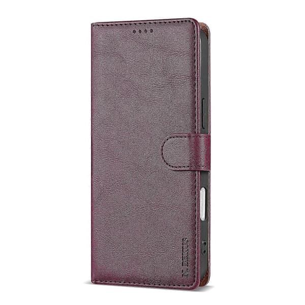 N.BEKUS CSJ-001 för iPhone 17 Air Stativfodral PU-läder Plånboksfodral - Vinröd