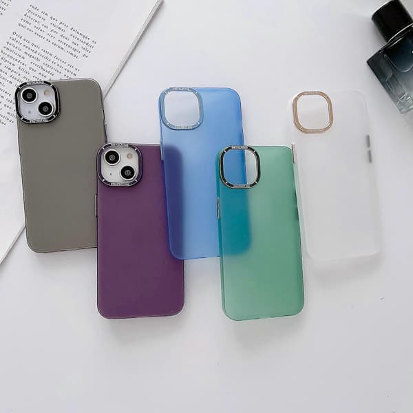 Til iPhone 13 Frosted Metal Lens Frame PC Telefoncover
