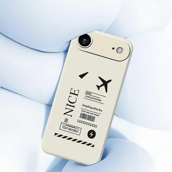 Til iPhone 17 Air-deksel med boardingkortmønster, rett kant, TPU-telefonbakdeksel - Beige