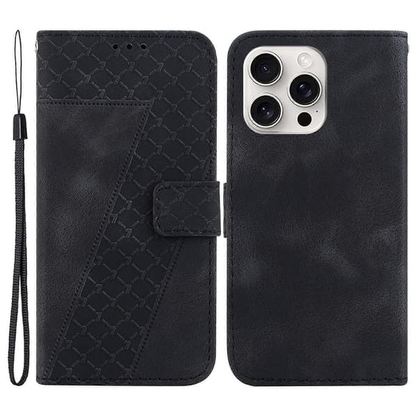 Til iPhone 16 Pro Cover 7-formet mønster Læder Stødsikkert Telefoncover