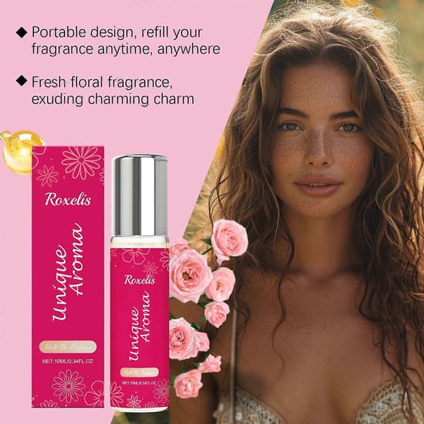 Blommig Roll-On Parfym för Damer, Långvarig Fräsch Romantisk Rosdoft, Snabb Absorption Icke-Klibbig, 10ml