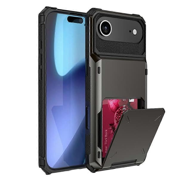 Kompatibel til iPhone 17 Air Case PC + TPU Dual Layer Bagside Telefoncover med kortholder