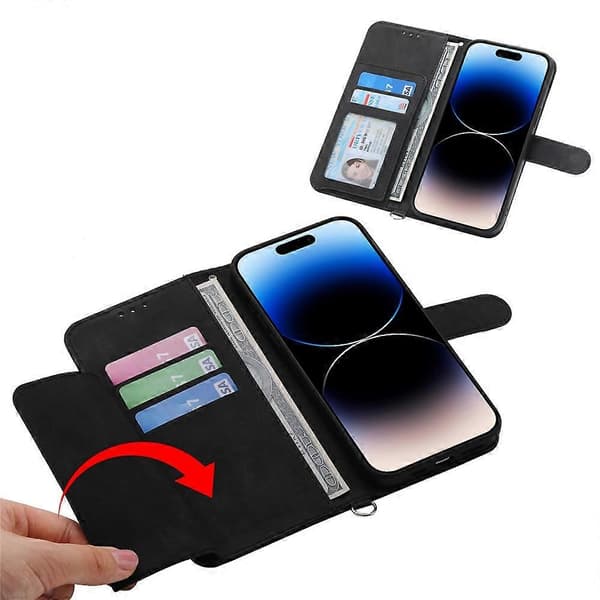 Compatible For iPhone 17 Air Case Flower Pattern PU Leather Wallet Phone Cover With Strap