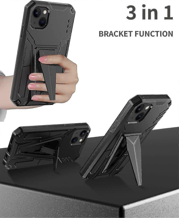 Militærgradert fallbeskyttelse kraftig panserveske kompatibel med iPhone 13 Pro Max-serien med stativ