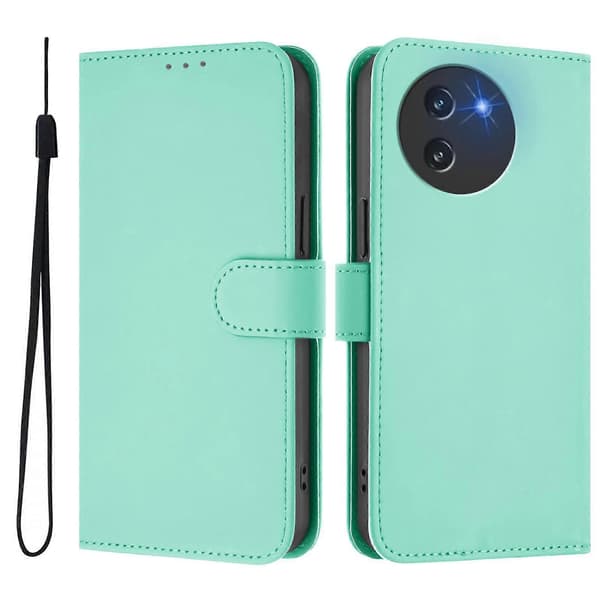 Hudfølelse ensfarvet lædertelefonetui med snor (til Doogee Note 59 / Note 59 Pro)