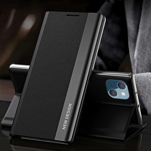 Stærk magnetisk læder med PC indvendig folio flip belagt standercover til iPhone 13 mini 5.4 tommer