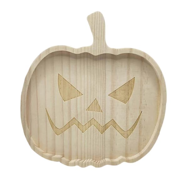 Halloween Pumpaplatta Halloween Trä Middagsplatta Söt Halloween Pumpa