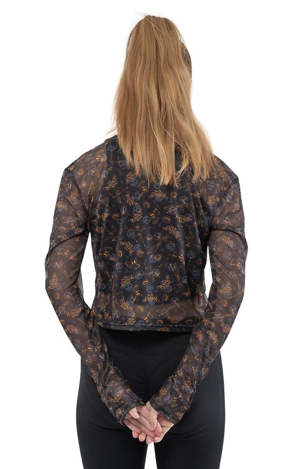 Nightmare Before Christmas Mesh-top med Pumpkin King-print, cropped til piger og kvinder