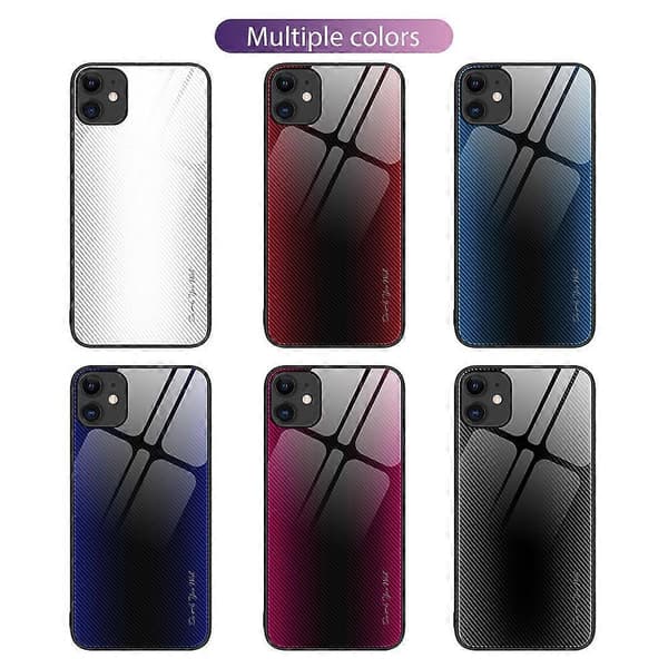För iPhone 11 Texture Gradient Glas TPU Phone Case