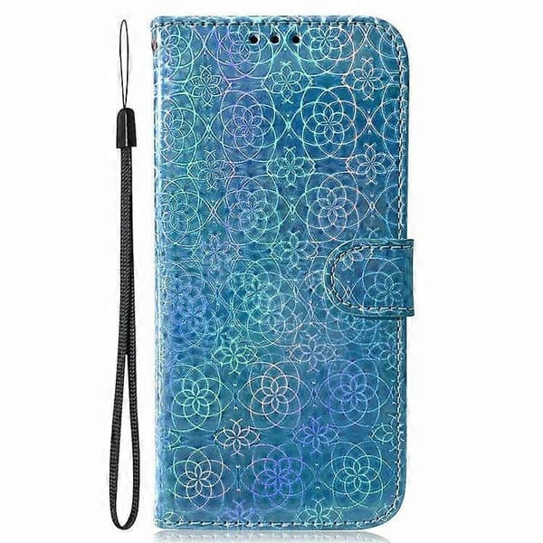 Ställfodral för Honor 400 Lite 5G, bländande blomma, läderfodral (Blå)