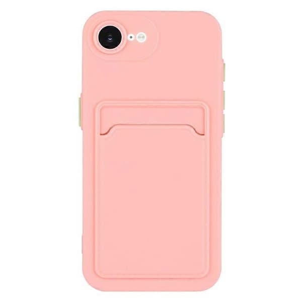 Kompatibelt skal för iPhone 16e med kortfack, matt och fingeravtrycksfritt baksida (Rosa)