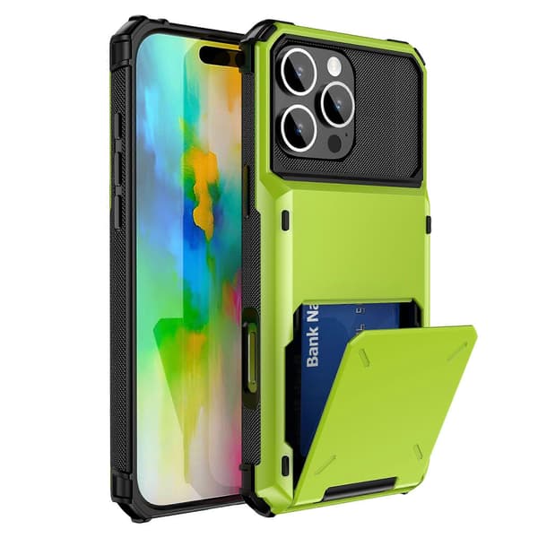 För iPhone 16 Pro Mobilskal PC+TPU Dubbla Lager Baksida med Korthållare