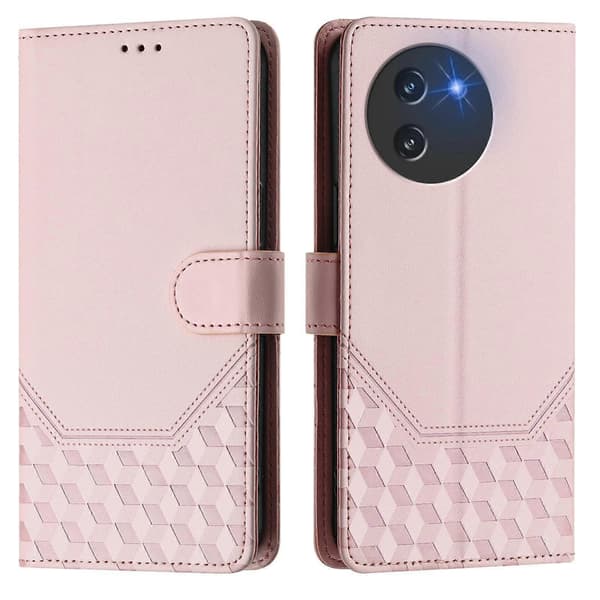 Honeycomb Prägling RFID Läder Telefonfodral För Doogee Note 59 / Note 59 Pro