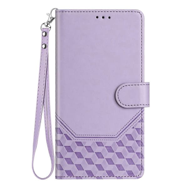 Til iPhone 17 Air Etui Præget Honeycomb RFID Blokerende Læder Telefoncover med Rem