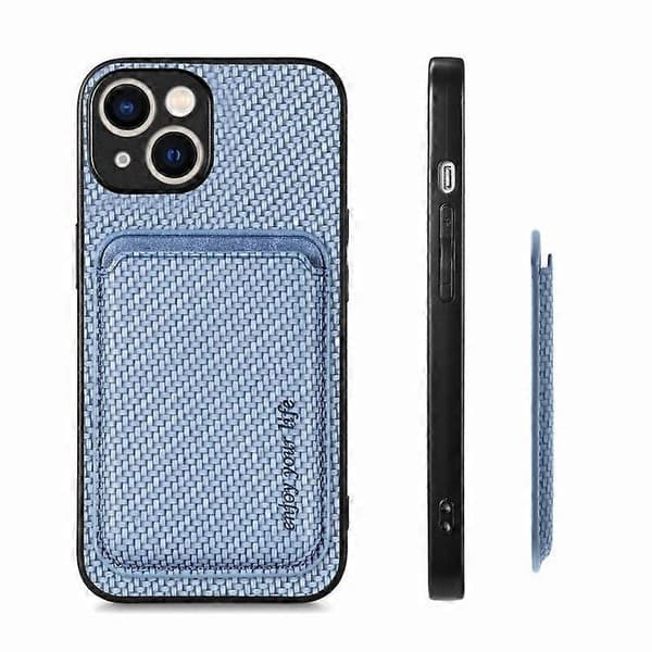 Til iPhone 15 Karbonfiber Skinnkort Magsafe Telefondeksel