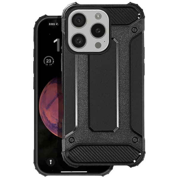 Etui til iPhone 16 Pro Max Hybride Forsterket Støtsikkert Etui 1.8m, Svart