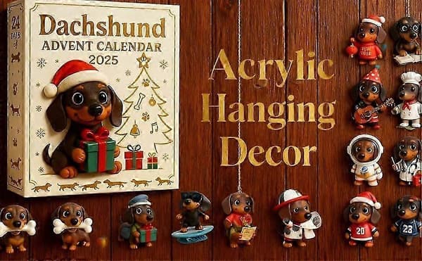 Hlraizz Gravhund Julekalender - 24 dages jule-nedtælling akrylpynt til festlig juleudsmykning