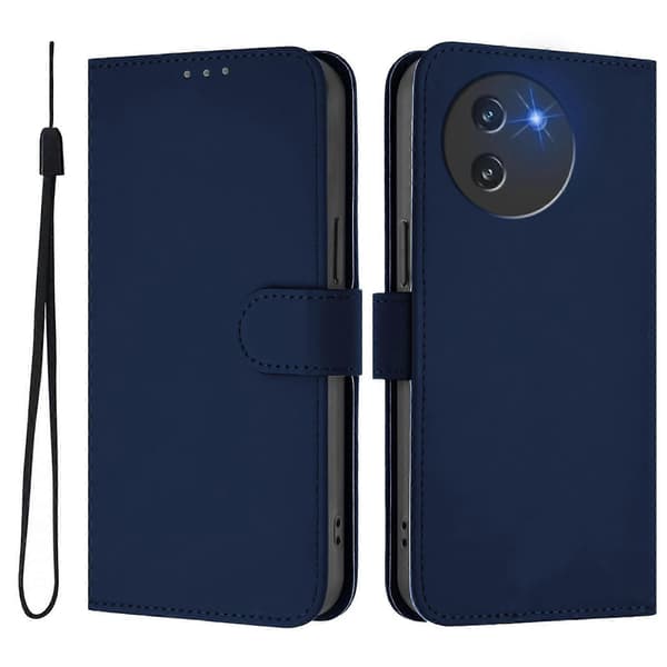 Hudkänsla Enfärgat Läder Telefonfodral med Snodd (För Doogee Note 59 / Note 59 Pro)