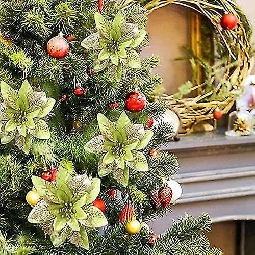 12 stk. kunstige juleblomster, julestjerne juleblomst, juleblomst, juletrepynt