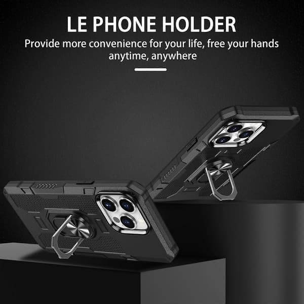 För iPhone 13 Pro Max Ringhållare Pansar Hybrid Telefonfodral