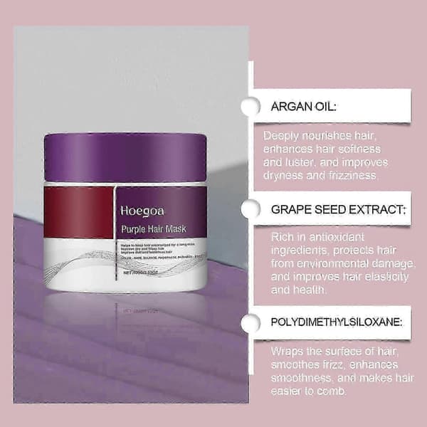 Maca Lila Hårmask & Schampo Set, neutraliserar mässings- och gula toner för blont, silver, grått slingat hår (Schampo*Hårmask)
