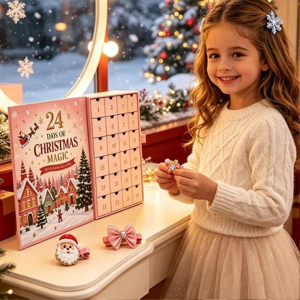 Julehårspænde-julekalender – 24 søde hårspænder – gave til piger til julefest