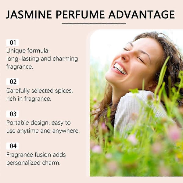 Jasmine Light Roll-On Parfym, Långvarig Blommig Doft med Jojobaolja, Bärbar 10ml