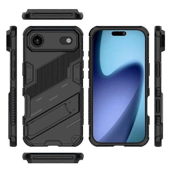 Kompatibel for iPhone 17 Air-deksel PC + TPU Støtsikkert telefondeksel med stativ