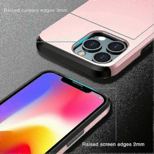 Skyv kortholder Anti-fallbeskyttelse PC + TPU Hybrid Bakdeksel til iPhone 13 mini 5,4 tommer