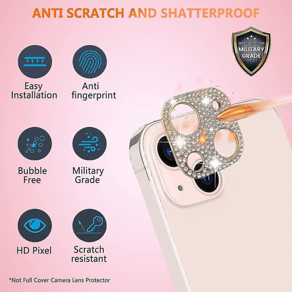 Kameralinsskydd med diamantglitter kompatibelt med iPhone 13 Pro/iPhone 13 Pro Max