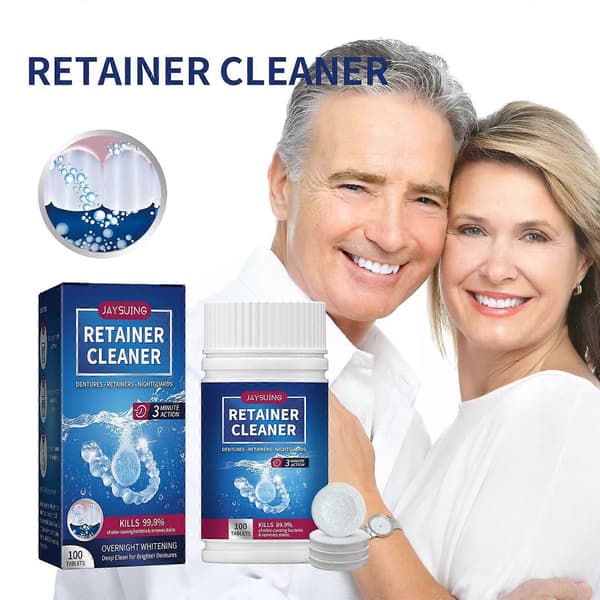 Jaysuing Hammasproteesien puhdistustabletti, valkoinen hammasproteesien raikastava suunhoitopuhdistustabletti