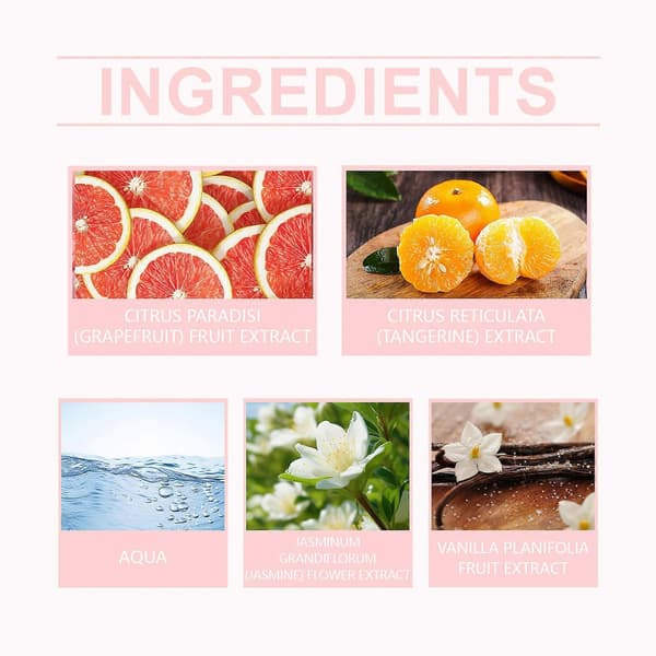 Rosa Blomvatten Parfymspray, Fräsch Grapefrukt & Jasmin, Lätt Långvarig Vardagsdoft, 50ml