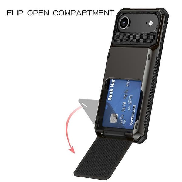 Kompatibel til iPhone 17 Air Case PC + TPU Dual Layer Bagside Telefoncover med kortholder