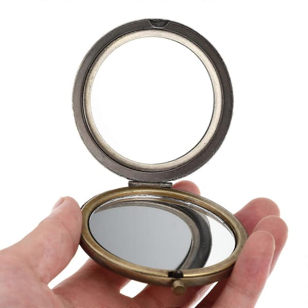 Bærbart makeup-spejl til kvinder, dobbeltsidet foldbart kompakt spejl, 2 stk.