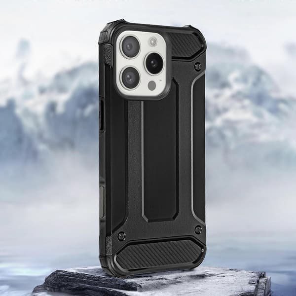 Etui til iPhone 16 Pro Max Hybride Forsterket Støtsikkert Etui 1.8m, Svart