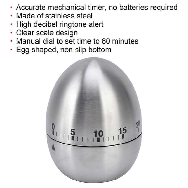 Kogetimer ægformet klart skala design manuel mekanisk 60 minutters køkkenbage-timerpåmindelse