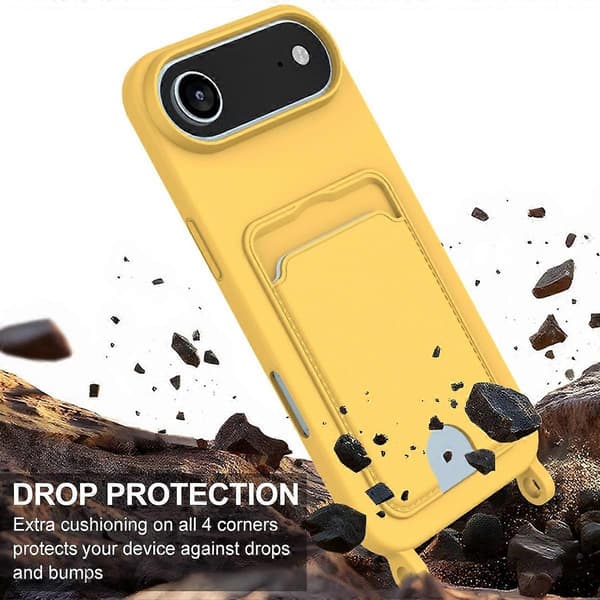 For iPhone 17 Air-deksel Flytende silikon kortholder telefon bakdeksel med kort stropp