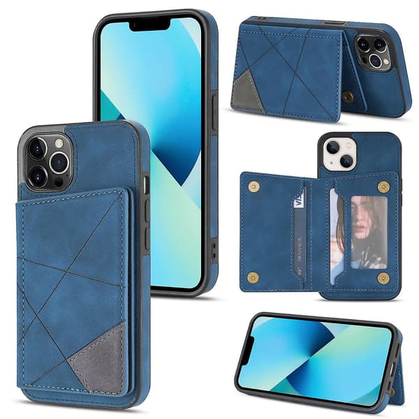 Linjakorttikotelo iPhone 13 Pro Maxille, sininen
