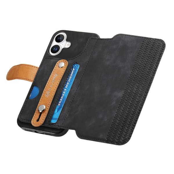 För iPhone 16 Plus / iPhone 16 Plånboksfodral Kompatibelt med Xiaomi 15T Retro Lädertelefonfodral med Armbandsstativ