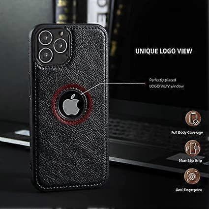 Kompatibel med iPhone 13 Pro Max Cover Premium Læder TPU Hybrid Cover (Sort)
