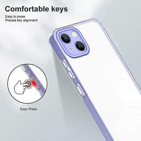 Til iPhone 13 3 i 1 Klar TPU Farve PC Ramme Telefoncover (lilla)