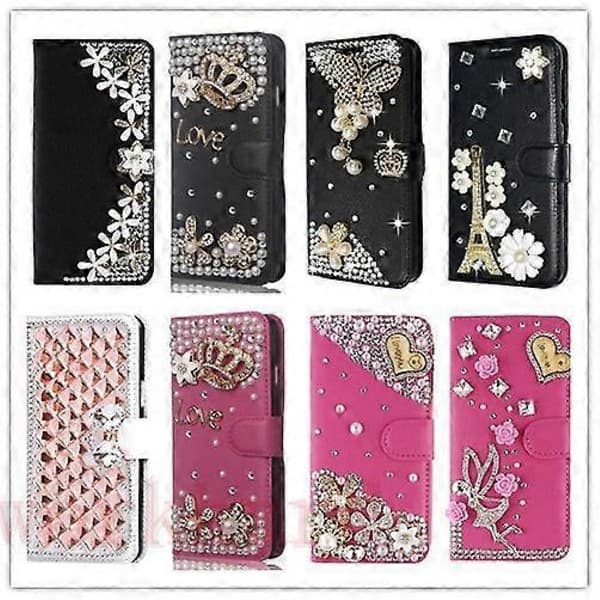 Leather Wallet Case with Diamonds and Rhinestones for iPhone 17/17 Pro/Air