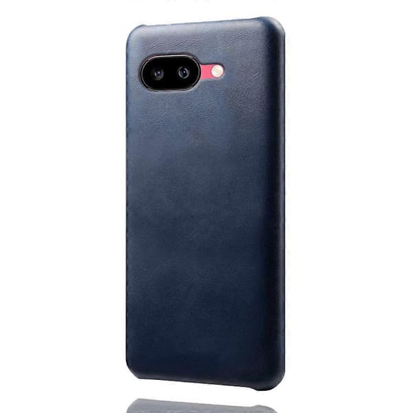 För Google Pixel 9a Skal Kalvtextur PU Läder Hårt PC Skyddande Telefonskal (Blå)