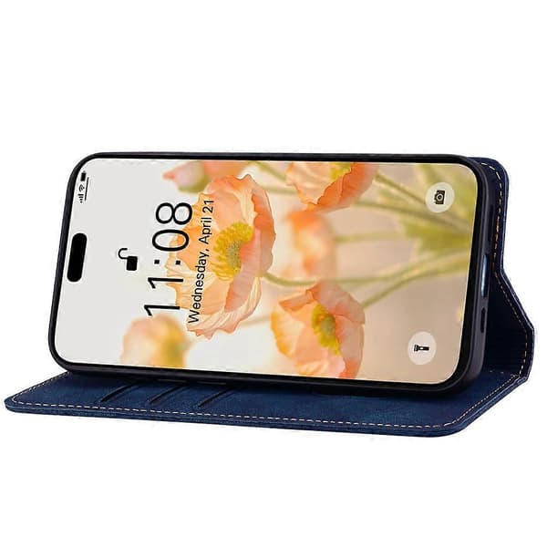 Compatible For iPhone 17 Air Case Lines Pattern Wallet Leather Phone Cover With Strap