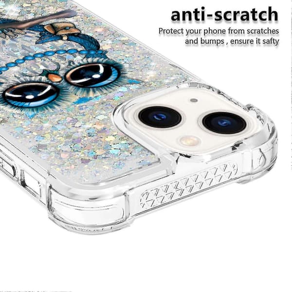 Iphone 13 Mini Fodral Stötfångare Glitter Flytande Transparent Glittrande Glänsande B