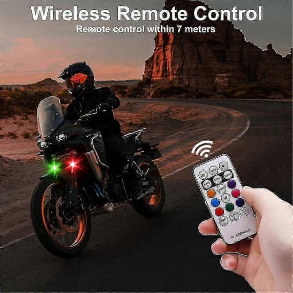 4PCS Wireless LED Strobe Lights with Remote Control, 8 Colors USB Charging Waterproof Emergency Warning Lights jn