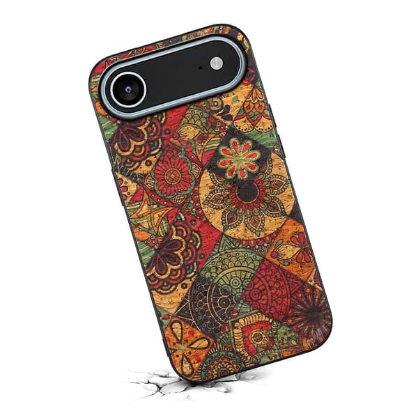 För iPhone 17 Air Fodral Blomtryck PU Läder+PC+TPU Telefonfodral